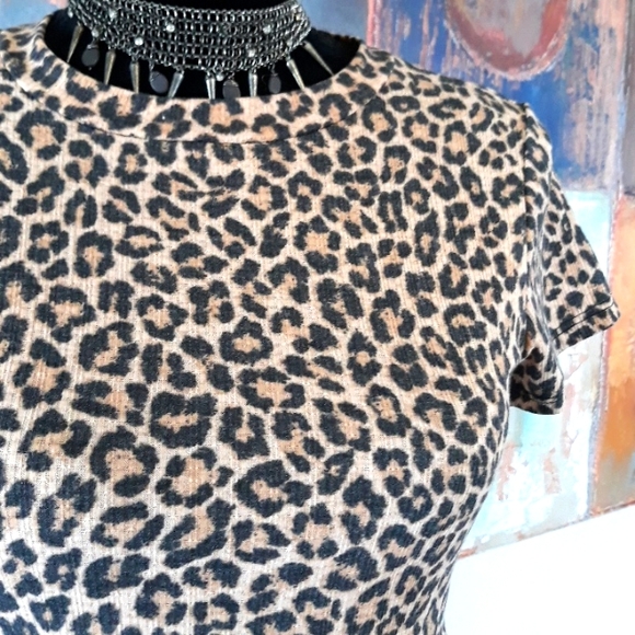 Jessica Simpson Cheetah Print Baby Doll Dress/ Dress Ruffled Bottom Size M /NWT - Picture 6 of 11